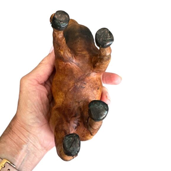 Vintage Leather Covered Deer Buck Figurine with 12-Point Rack Antlers - Picture 7 of 10